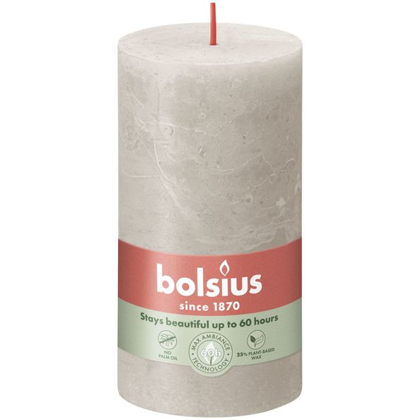 Bolsius Bolsius Stollen Shine 4 St Rustic 130x68 mm Sandy Grey