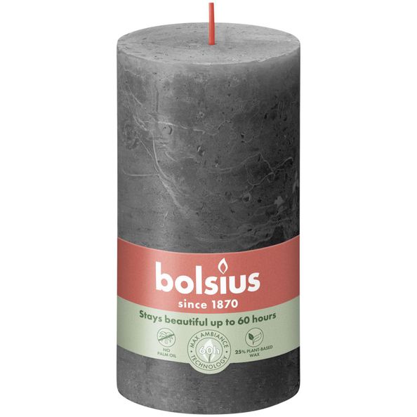 Bolsius Bolsius Stollen Shine 4 St Rustic 130x68 mm Storm Grey