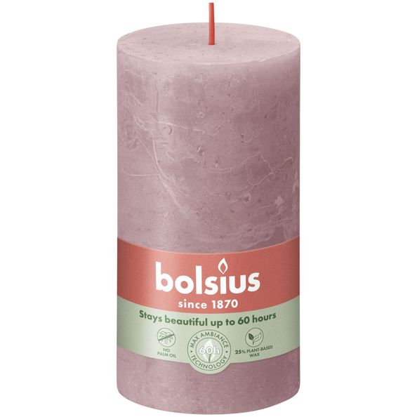 Bougie pilier rustique Bolsius rose frêne ø68x130 mm 60 heures (4 pièces)