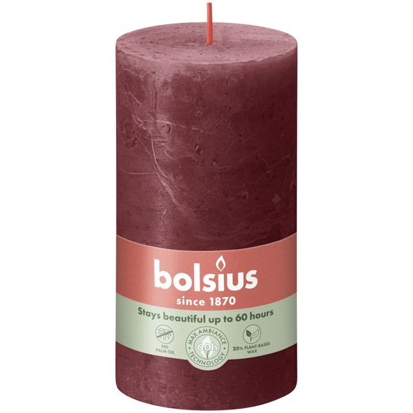 Bolsius Bolsius Stollen Shine 4 St Rustic 130x68 mm Velvet rouge