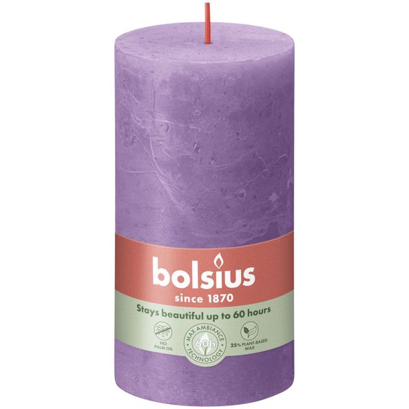 Bougie pilier rustique Bolsius violet vif ø68x130 mm 60 heures (4 pièces)