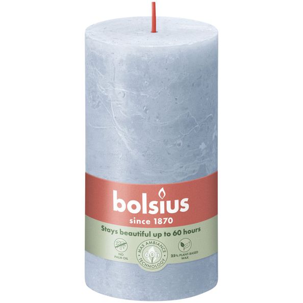 Bougie pilier rustique Bolsius bleu ciel ø68x130 mm 60 heures (4 pièces)