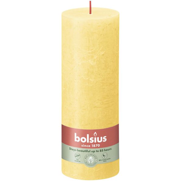 Bougie pilier rustique Bolsius jaune soleil ø68x190 mm 85 heures (4 pièces)