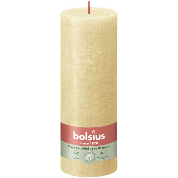 Bougie pilier rustique Bolsius avoine beige ø68x190 mm 85 heures (4 pièces)