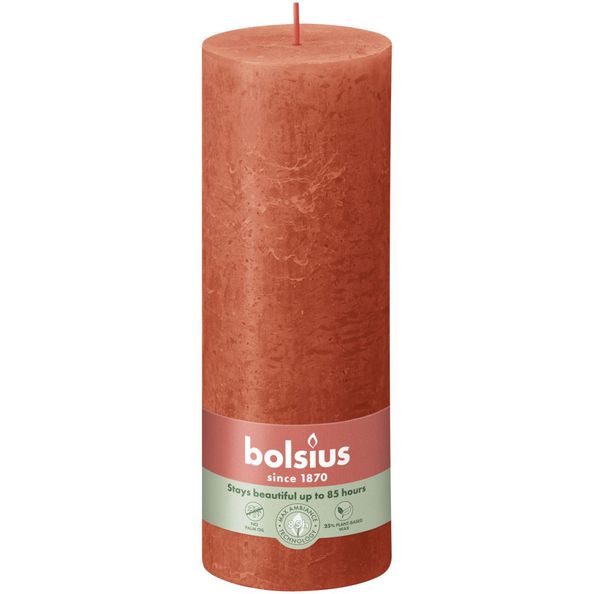 Bougie pilier rustique Bolsius orange terreux ø68x190 mm 85 heures (4 pièces)