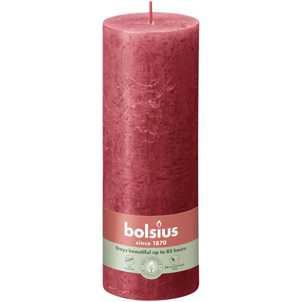 Bougie pilier rustique Bolsius rouge délicat ø68x190 mm 85 heures (4 pièces)
