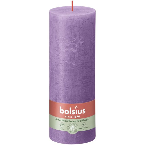 Bougie pilier rustique Bolsius violet vif ø68x190 mm 85 heures (4 pièces)