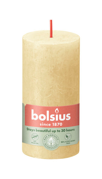 Bougie pilier rustique Bolsius avoine beige ø50x100 mm 30 heures (8 pièces)