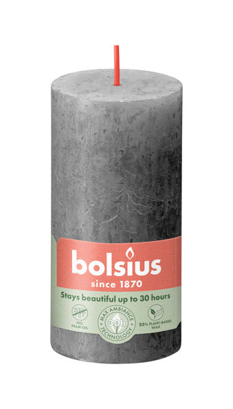 Bolsius Bolsius Stubbares Shine 8 St Rustic 100x50 mm Storm Grey