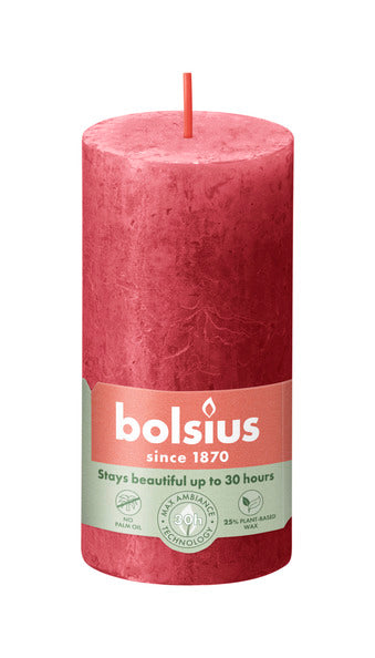 Bougie pilier rustique Bolsius rouge délicat ø50x100 mm 30 heures (8 pièces)