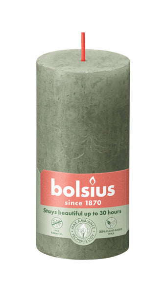 Bougie pilier rustique Bolsius olive fraîche ø50x100 mm 30 heures (8 pièces)