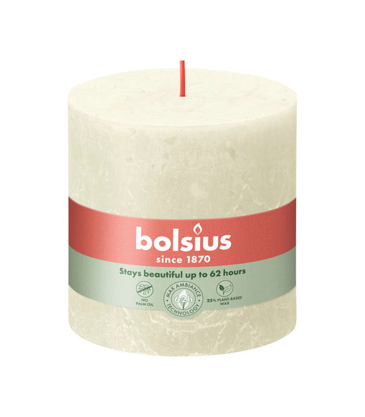 Bougie pilier rustique Bolsius perle douce ø100x100 mm 62 heures (3 pièces)