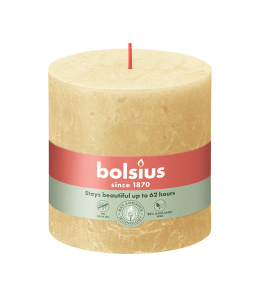 Bougie pilier rustique Bolsius avoine beige ø100x100 mm 62 heures (3 pièces)