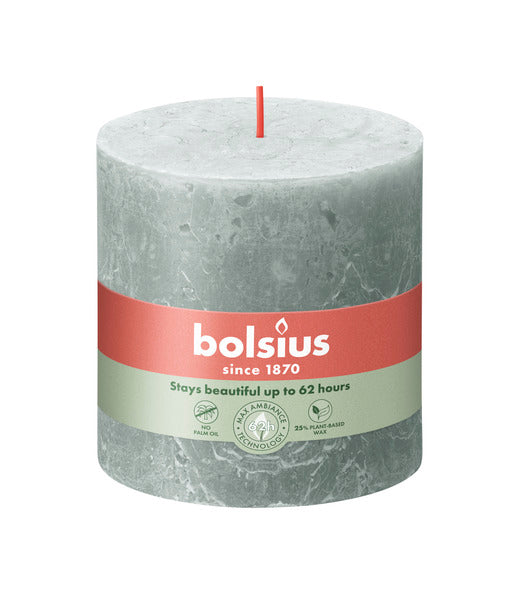 Bougie pilier rustique Bolsius vert jade ø100x100 mm 62 heures (3 pièces)