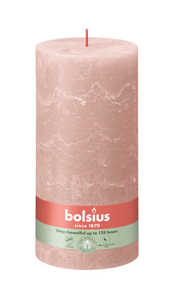 Bougie pilier rustique Bolsius rose brumeux ø100x200 mm 125 heures (4 pièces)