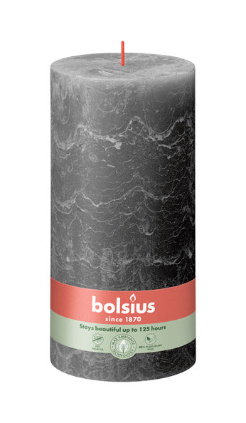 Bougie pilier rustique Bolsius gris orageux ø100x200 mm 125 heures (4 pièces)