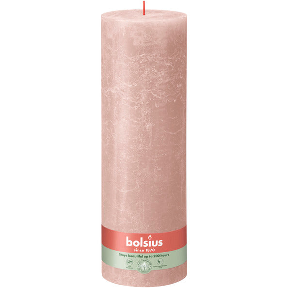 Bougie pilier rustique Bolsius rose brumeux ø100x300 mm 200 heures (4 pièces)