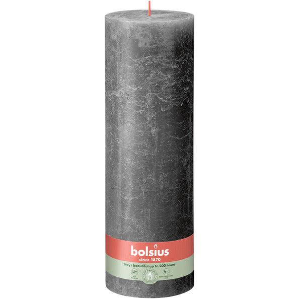Bougie pilier rustique Bolsius gris orageux ø100x300 mm 200 heures (4 pièces)