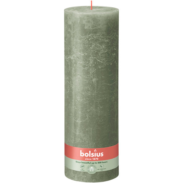 Bougie pilier rustique Bolsius olive fraîche ø100x300 mm 200 heures (4 pièces)