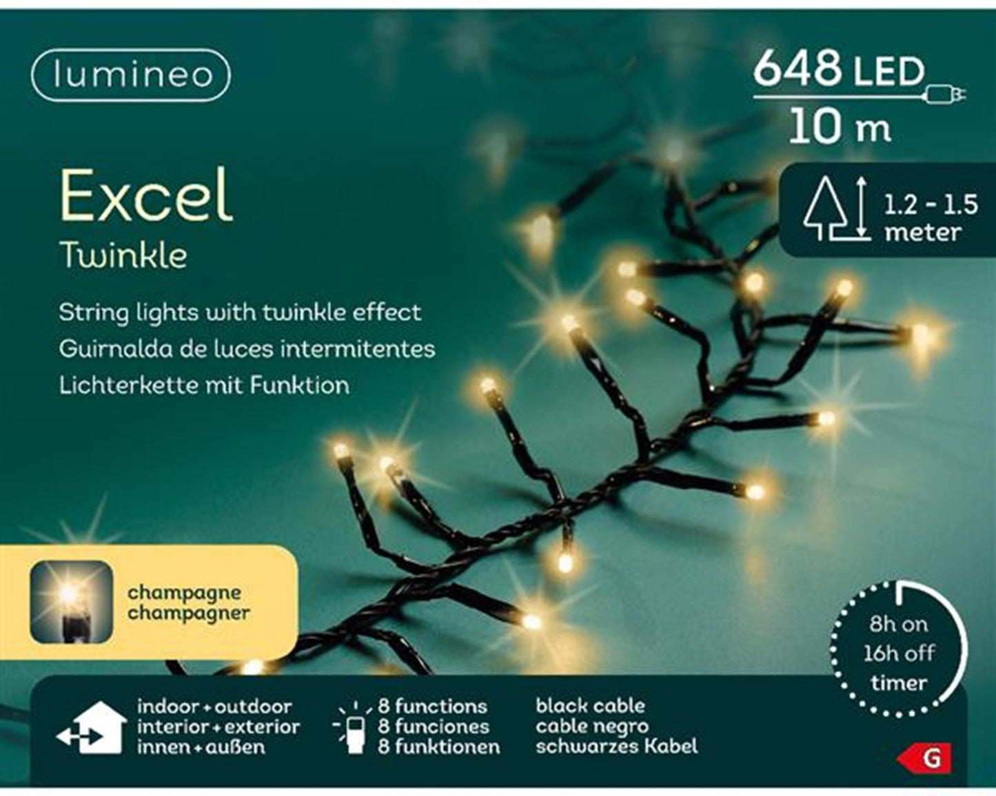 Lumineo excel twinkle 648 led champagne