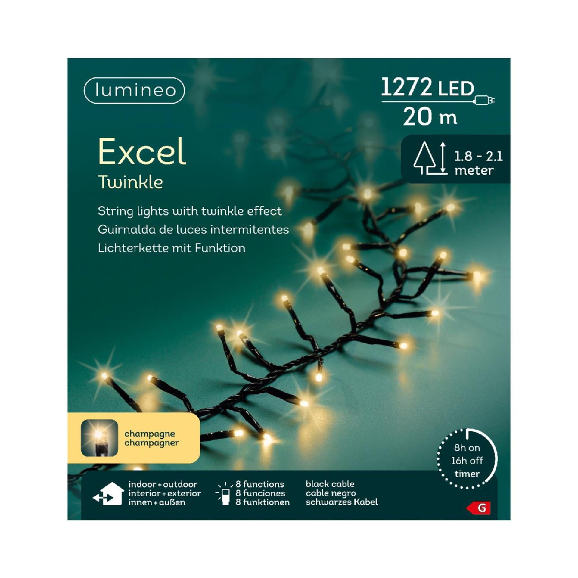 Lumineo excel twinkle 1272led 20m champagne