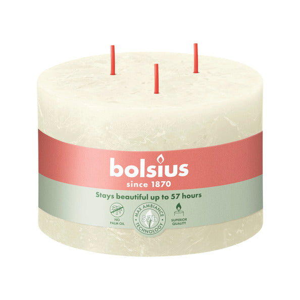 Bougie Bolsius 3 mèches perle douce ø140x90 mm 57 heures (2 pièces)
