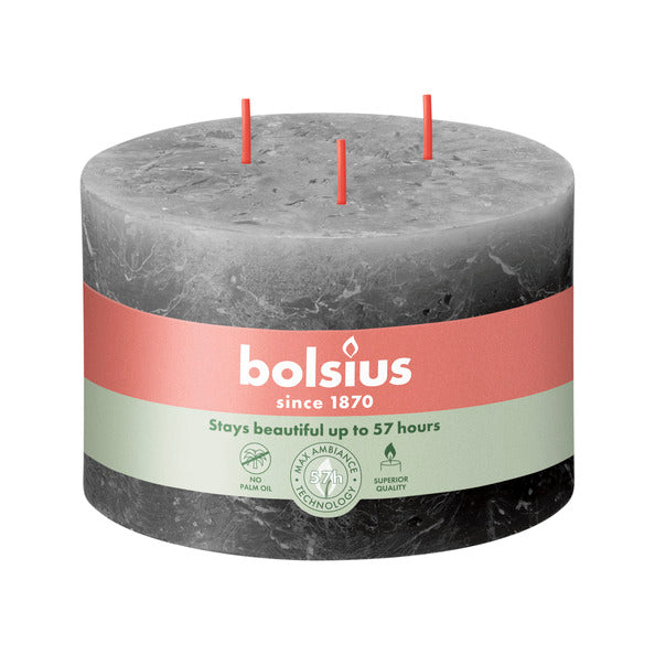 Bougie Bolsius 3 mèches gris orage ø140x90 mm 57 heures (2 pièces)
