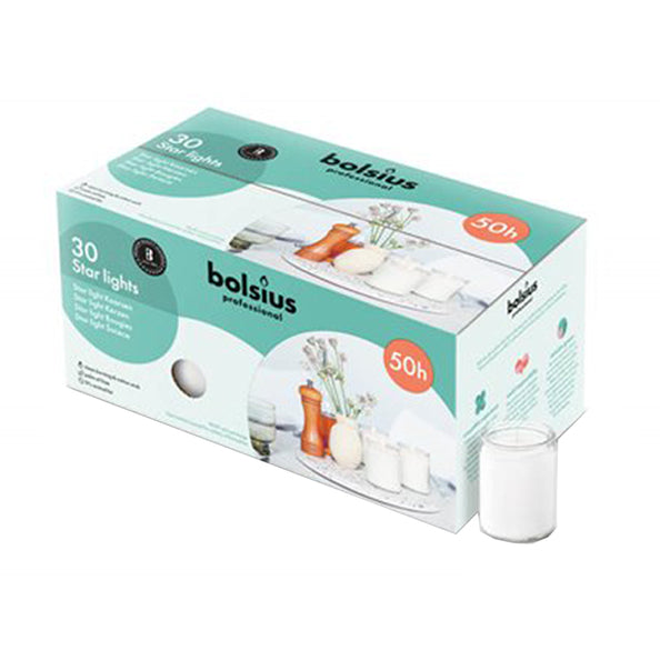 Bolsius starlights blanc ø68x82 mm 50 heures (30 pièces)