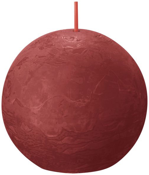 Bougie boule rustique Bolsius rouge délicat ø76 mm 25 heures (6 pièces)