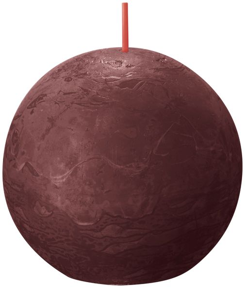 Bougie boule rustique Bolsius velours rouge ø76 mm 25 heures (6 pièces)