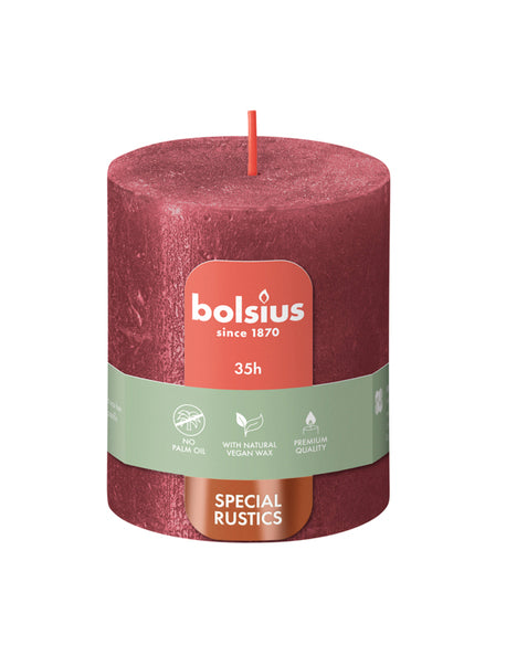 Bougie pilier Bolsius rouge scintillant ø68x80 mm 35 heures (4 pièces)