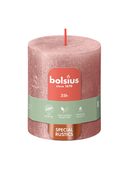 Bougie pilier Bolsius rose chatoyant ø68x80 mm 35 heures (4 pièces)