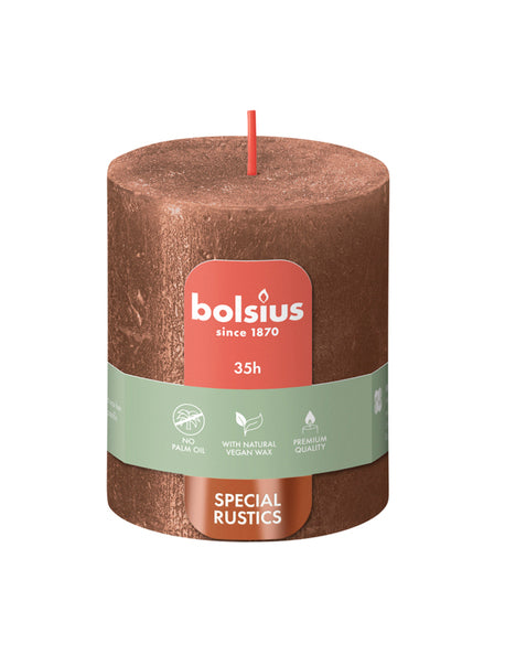 Bougie pilier Bolsius cuivre scintillant ø68x80 mm 35 heures (4 pièces)