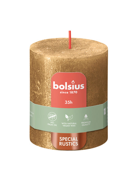 Bougie pilier Bolsius scintillante or ø68x80 mm 35 heures (4 pièces)
