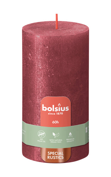 Bougie pilier Bolsius rouge scintillant ø68x130 mm 60 heures (4 pièces)