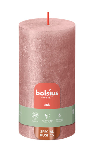 Bougie pilier Bolsius rose chatoyant ø68x130 mm 60 heures (4 pièces)