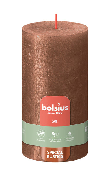 Bougie pilier Bolsius cuivre scintillant ø68x130 mm 60 heures (4 pièces)