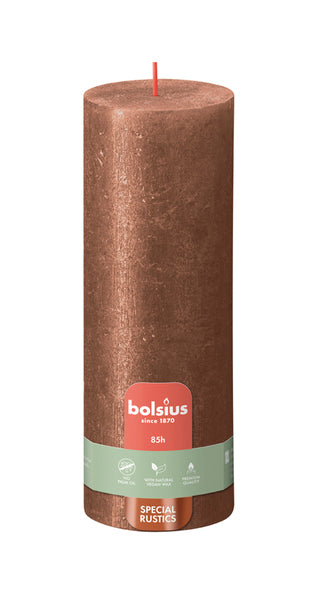 Bougie pilier Bolsius cuivre scintillant ø68x190 mm 85 heures (4 pièces)
