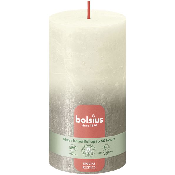 Bougie pilier Bolsius perle douce + champagne ø68x130 mm 60 heures (4 pièces)