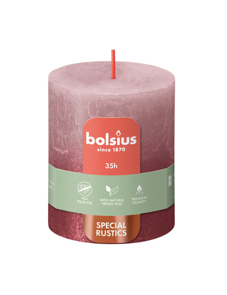 Bougie pilier Bolsius frêne rose + rouge ø68x80 mm 35 heures (4 pièces)