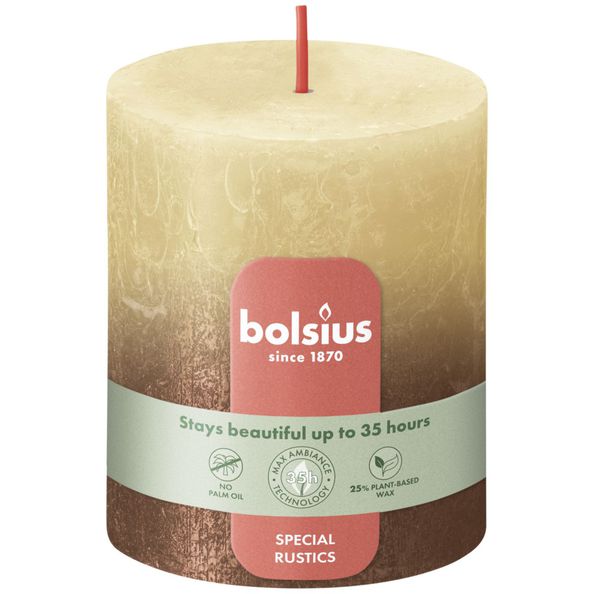 Bougie pilier Bolsius avoine beige + cuivre ø68x80 mm 35 heures (4 pièces)