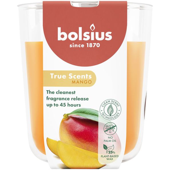 Verre parfumé Bolsius senteurs vraies mangue ø85x97 mm 45 heures (4 pièces)