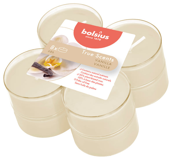 Bolsius maxi lumières vrais parfums vanille ø58x24 mm 8 heures (6x 8 pièces)