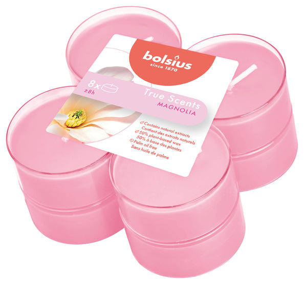 Bolsius maxi lumières vrais parfums magnolia ø58x24 mm 8 heures (6x 8 pièces)
