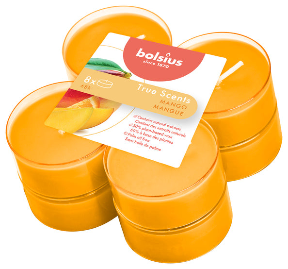 Bolsius maxi lumières vrais parfums mangue ø58x24 mm 8 heures (6x 8 pièces)