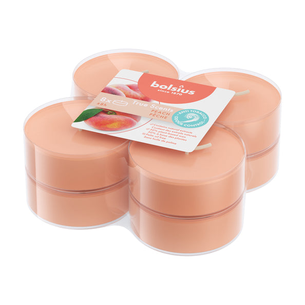 Bolsius maxi lumières vrais parfums pêche ø58x24 mm 8 heures (6x 8 pièces)