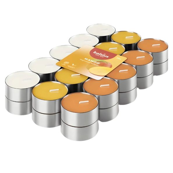 Bougies chauffe-plat parfumées Bolsius mangue ø38x16 mm 3,5 heures (8x 30 pièces)