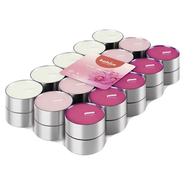 Bougies chauffe-plat parfumées Bolsius parfum orchidée ø38x16 mm 3,5 heures (8x 30 pièces)