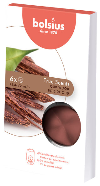 Bolsius cire fondant pack vrais parfums bois de oud 25 heures (8x 6 pièces)
