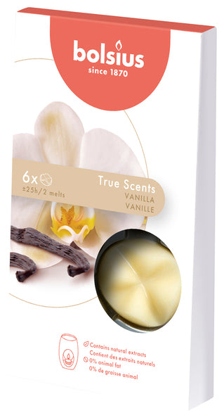 Bolsius cire fondante pack vrais parfums vanille 25 heures (8x 6 pièces)